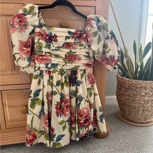 Abercrombie & Fitch Cream Dress with Pink, Green & Blue Floral Print